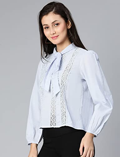 Image of oxolloxo Alpha White Laced up & tie-Knotted Women Cotton top