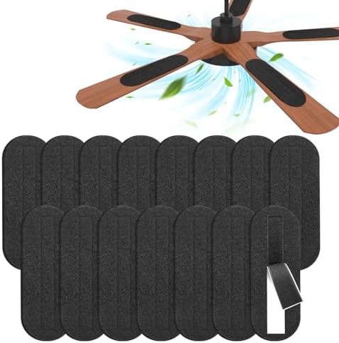 2025 Upgrade 15pcs Ceiling Fan Filters for Blades Easy-Stick Strong Fixity Activated Coconut Carbon Fan Filter for Ceiling Fan, Universal Fan Blade Air Fresh Purifier Cat Litter Box Filter, Black