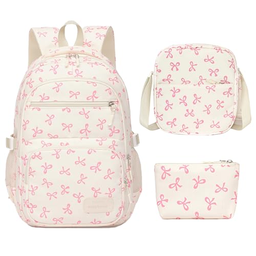 Sac à dos d'écolier rose fille esthétique et léger pour les cours et les voyages
