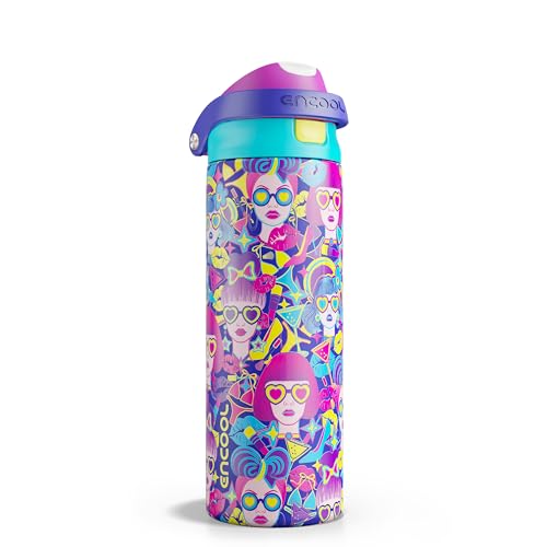 ENCOOL Leakproof Insulated Water Bottle with Straw Dual-Sip Water Bottle Bag-Safe Design for Work, Commute & Gym – Keeps Drinks Cold All Day, 24 oz, Vibe Spice