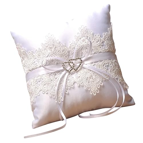 NAMOARLY Wedding Holder Pillow Elegant Lace Cushion for Bride Groom Soft Heart Design for Engagements and Weddings Charming Decorative