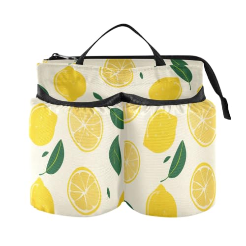 Image of Luggage Cup Holder for Suitcases Free Hands Suitcase Cup Holder Travel Luggage Drink Holder Portable Luggage Cup Caddy Bag Carrier with Handle Yellow Lemon