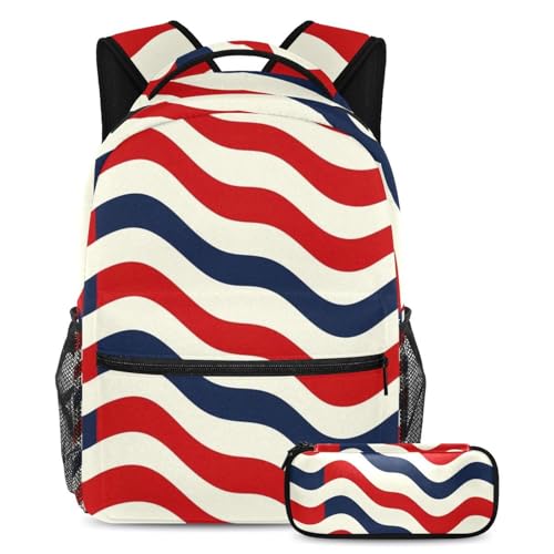 Art abstrait drapeau américain imprimé combo sac et trousse ergonomique