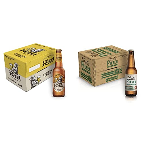 Kozel Birra Premium Lager, Cassa Birra con 24 Birre in Bottiglia da 33 cl, Pale Lager dal Gusto Ricco e Bilanciato & Itala Pilsen Cassa Birra con 24 Bottiglie da 33 cl, 7.92 L