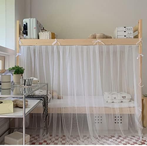 4 Corner Post Students Dorm Bunk Mosquito Net Bed Canopy Netting Students Bed Curtains for Student Dormitory School College (Coffee, Twin XL)