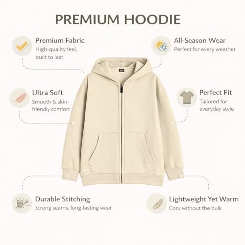 Image of FUNKY MONKEY Boys Zip-Up Hoodie Sweatshirt Jacket - Soft & Comfortable Hooded Sweatshirt for Kids | Casual Everyday Wear | Winter Hoodie for Boys