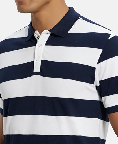 Image of Jockey US93 Men Super Combed Cotton Rich Striped Polo T-Shirt