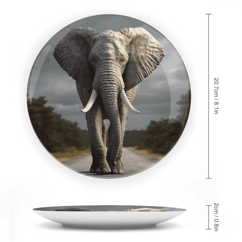 Plato decorativo 3D elefante blanco de porcelana 8 pulg miniatura 2