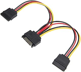 SATA Y Splitter Power Cable 15 Pin for HDD SSD, Ancable 15 Pin Male to Dual Female SATA Power Splitter Cable Adapter 20cm