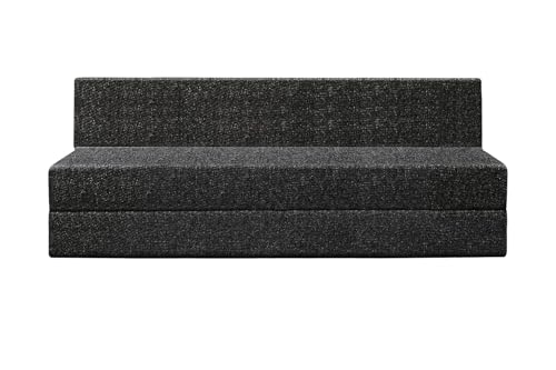 Image of Foldable 6x6-Feet 4 Seater Sofa Cum Bed, Sofa Bed, Jute Fabric- Washable Cover- Including 4 Cushion Perfect for Home-Black