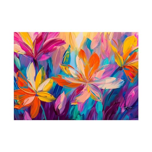 Art mural coloré en toile intissée 80x120cm sans cadre pour salon