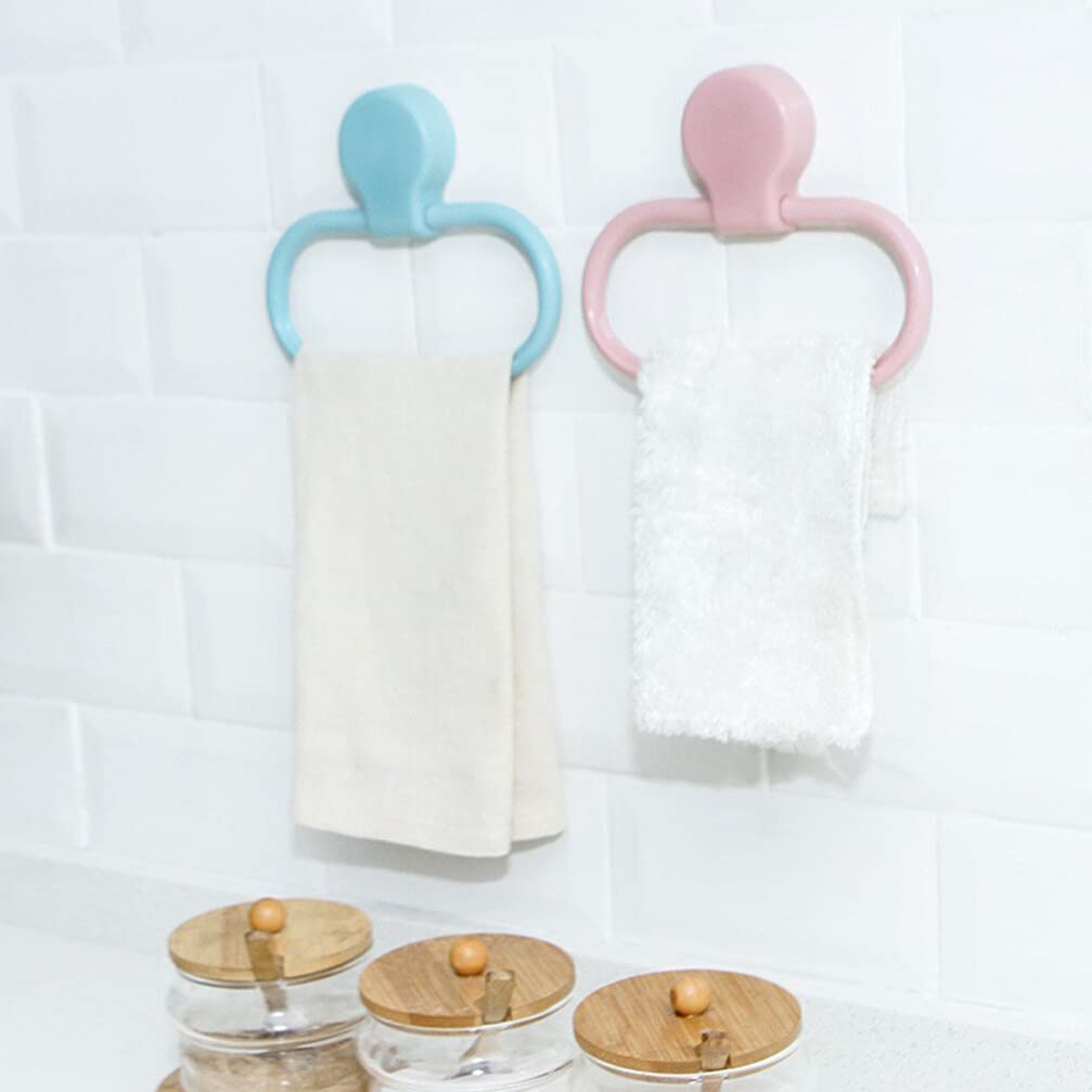 Porta asciugamani adesivo in plastica per bagno e cucina, colore: blu
