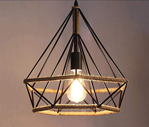 Lampe vintage industriel diamant plafonnier noir suspension cage e27 25cm