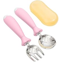 KINGSTONE Toddler Utensils with Case, Kids Silverware Set with Silicone Handles, 18/10 Stainless Steel Children Safe Forks and Spoons, Travel Carrying Cases BPA Free, Dishwasher Safe pink
