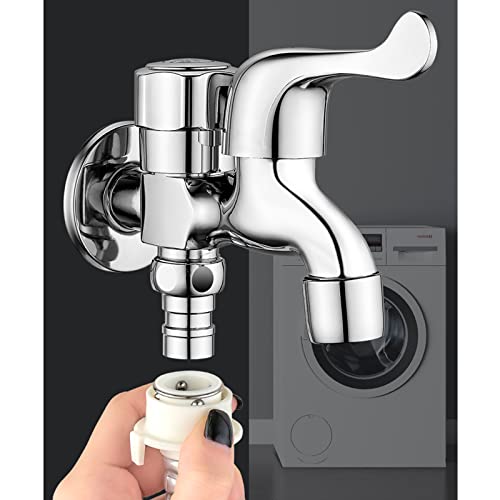 Robinet machine à laver avec adaptateur double sortie laiton - 7