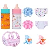 CARANOVO - Juego de accesorios para muñecas de bebé, 7 juguetes para biberones, leche y jugo que desaparecen...
