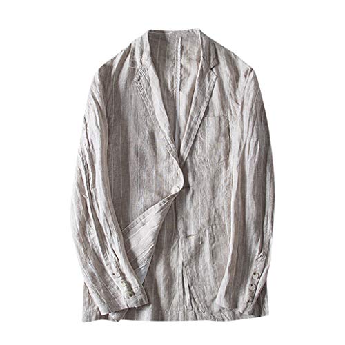 Giacca Giacca da Uomo Slim Fit Mimetica Giacca in Lino Misto Tasca Manica Lunga Giacca Blazer