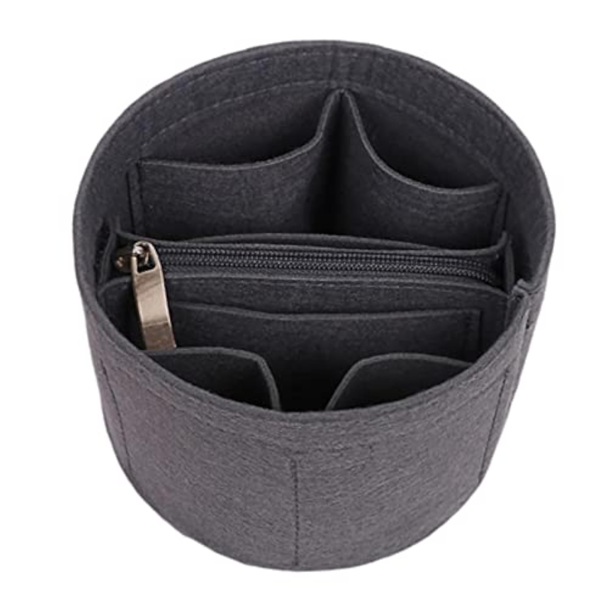 Generic Storage Bag Liner Insert, Bucket Type with Compartments, Gray
