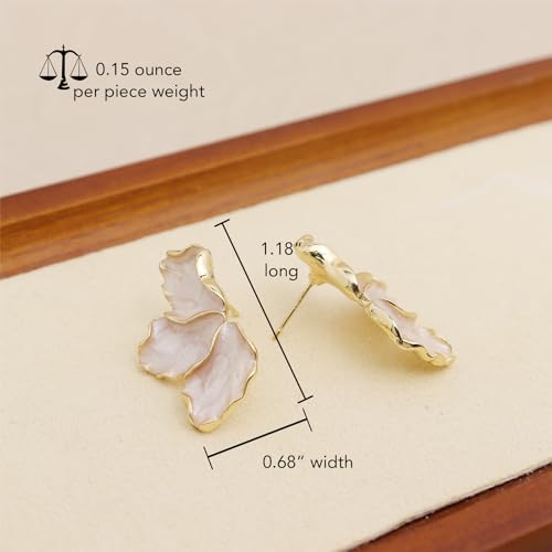 JeanBeau Gold Flower Petal Stud Earrings for Women, Trendy Statement Enamel Floral Earing Summer Prom Fashion Jewelry Gift3