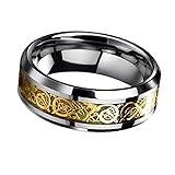 Men Ring Dragon Scale Dragon Pattern Beveled Edges Rings Titanium Steel Jewelry Ring for Party Daily...