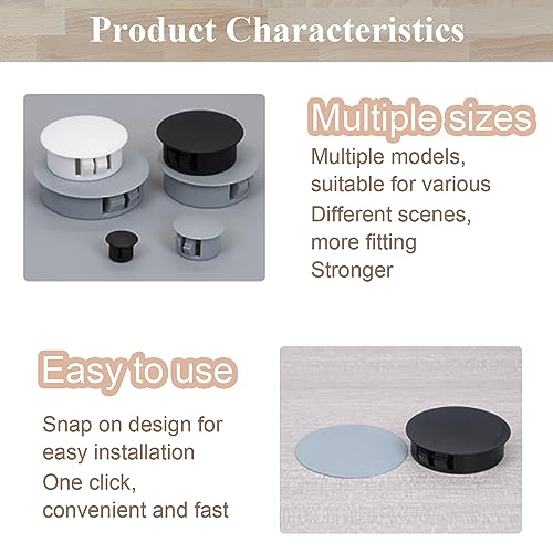 Image of Heyiarbeit 50pcs Hole Plugs 1 /2 inch / 13mm Nylon Plastic Round Snap in Type Locking Hole Tube Furniture Fencing Post Pipe Insert End Caps White Tone