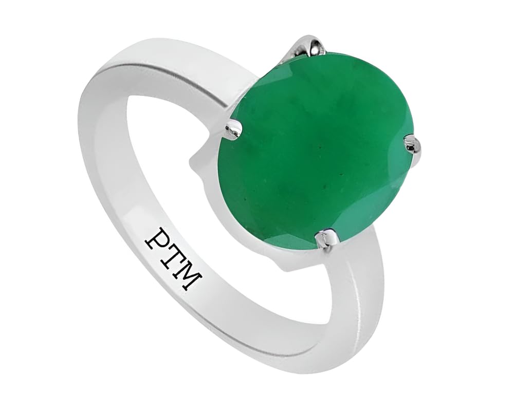 ptm 925 Sterling Silver Certified Emerald/Panna 3.25 Ratti to 10.25 Ratti or 3 Carat to 9.35 Carat Astrological Gemstone Bis Hallmark Ring for Men & Women-picture-43