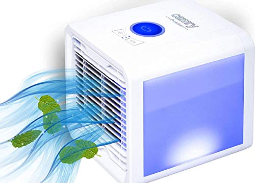 Preisvergleich Produktbild 3in1 Mini Air Cooler / 3 Geschwindigkeitsstufen / Stimmungsbeleuchtung / 700 ml Wassertank / Tischventilator / Ventilator / USB Ventilator / (Unicorn White)