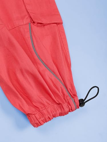 Image of KiddoPanti Girls Cotton Knit Solid Parachute Pant with Cargo Pocket
