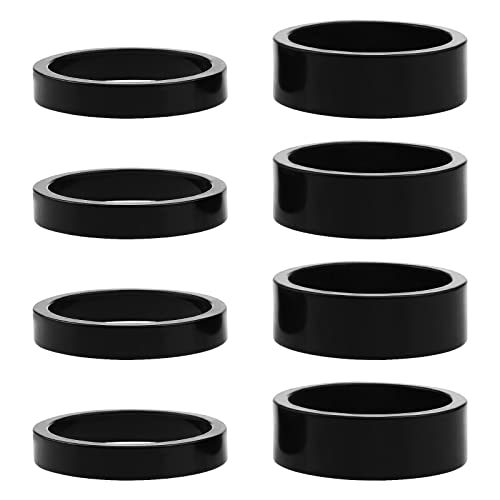8Pcs Head Stem Spacer Replacement Head Tube Spacer Aluminum Alloy Headset Washer Bicycle Accessories Compatible With 25.4Mm Front Stem Fork Mtb/Bmx/Mountain Bike Black #TOP25