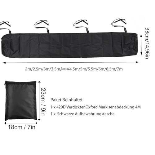 JDMA 400CM Markisenabdeckung 420D Oxford Markisenschutzhülle Schutzhülle für Markisen Winter Wasserdicht Lagerung Abdeckung für Markisen mit Aufbewahrungstasche