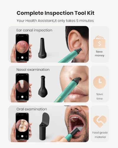 Image of BEBIRD R1 Wax Removal Tool for Ear - Spade Ear Canal Cleaner with Camera 1080P Earscope, Wax Remove Ear Picker with Vari Replacement Tips, Camera with 6LED Light, Green