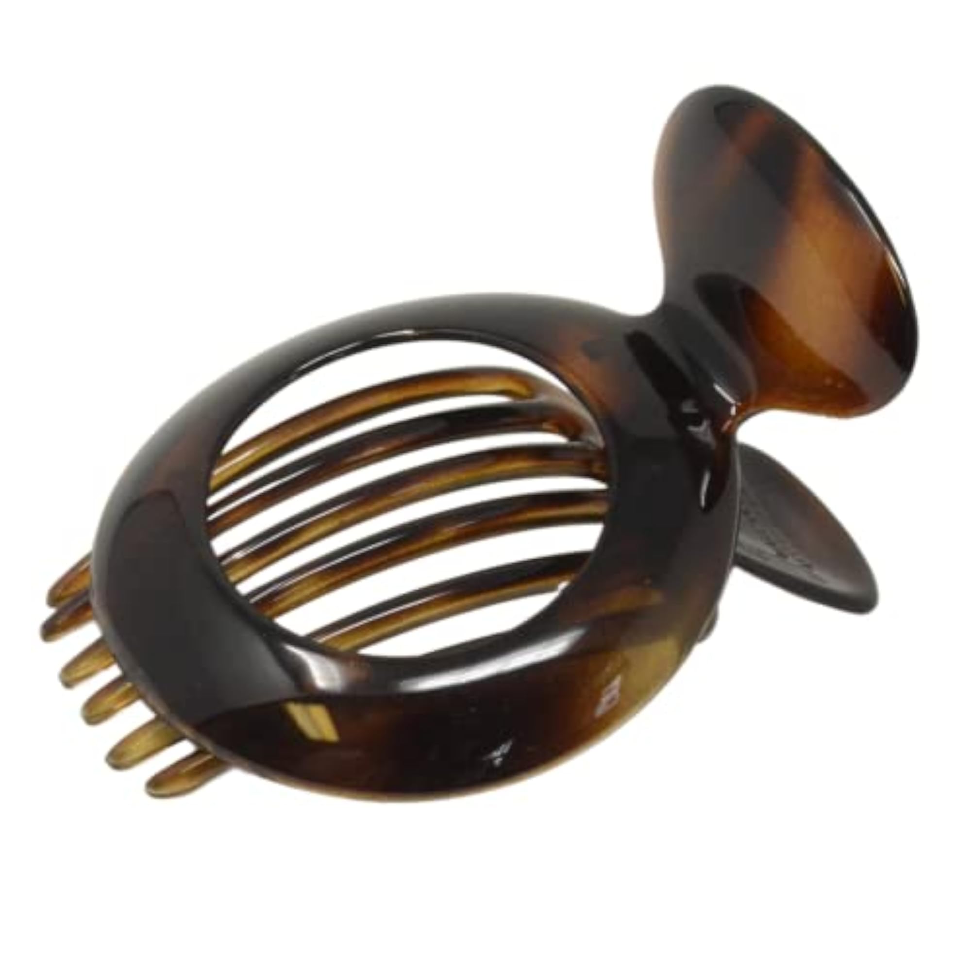 French Large Round Shell Brown Hair Claw
