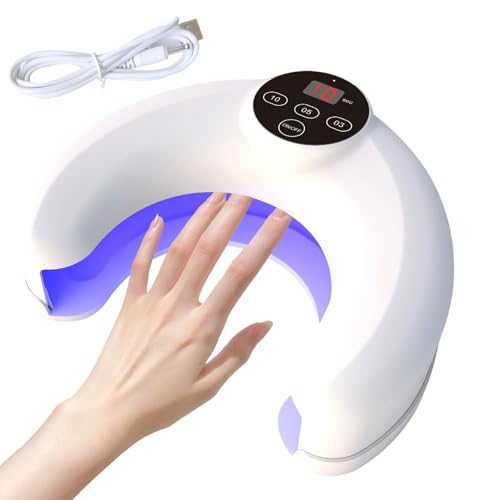 Lámpara UV inteligente, luz con sensor LED, secador de gel de 6.89 pulgadas con temporizador ajustable, dispositivo portátil de uñas, herramienta de curado de esmalte con función rápida, kit de