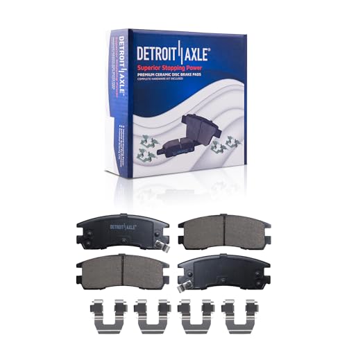 Image of Detroit Axle - Brake Kit for 2000-2005 Chevrolet Impala Monte Carlo, 1998-1999 Oldsmobile Intrigue, Front and Rear Drilled and Slotted Disc Brake Rotors Ceramic Brakes Pads w /Hardware Replacement
