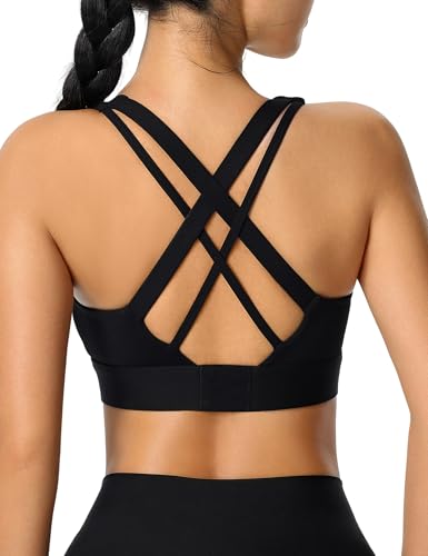 Heersan Sport BH Damen Push Up Sports Bra Ohne Bügel Crossback Yoga Bra Starker Halt Gepolstert Gekreuzt Rücken Nahtlose Joggen Fitness BH