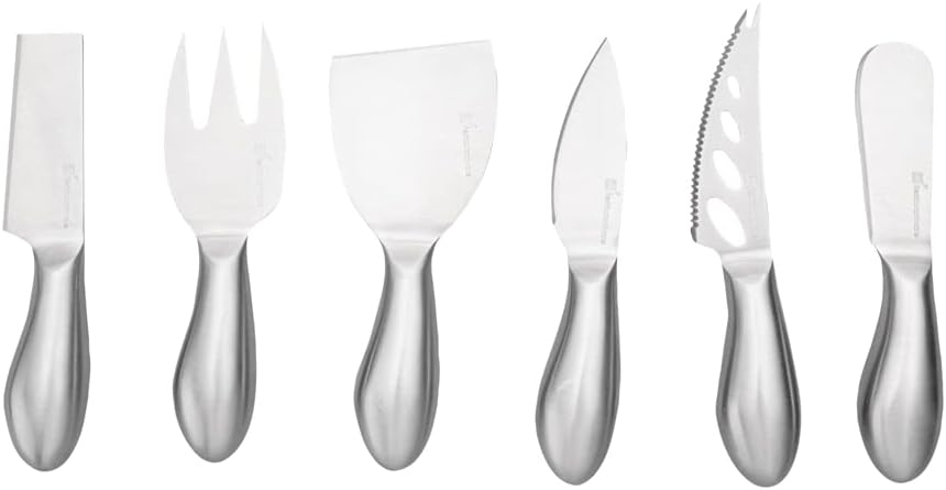 Restaurantware Met Lux Cheese Knives Set 1 Durable Charcuterie Utensils Set - 6 Pieces Dishwashable Stainless steel 430 Cheese Platter Knives Includes Cheese Knives Fork and Spreader