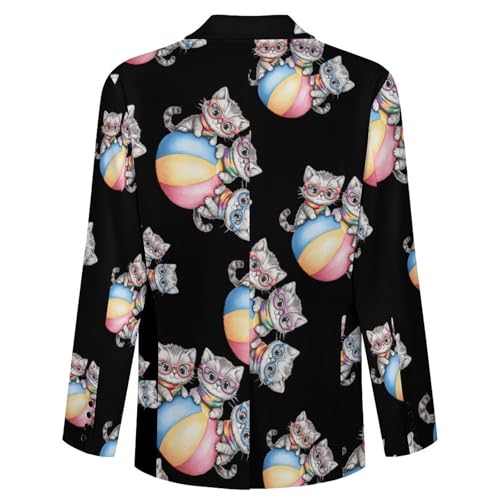 Cute Cat Kitty Men's Blazer Printed Button Suit Jacket Slim Sport Coat Blazers4
