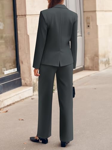 Women's 2 Piece Business Casual Outfits Blazer Wide Leg Pants Matching Dressy Formal Suit Sets - Image 5