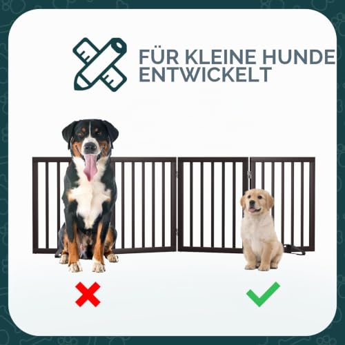 Semiocthome Hundegitter aus massivem Bambus mit 2 Ständern, freistehendes Haustiergitter für Türen und Treppen, 61 cm Höhe, 4 Paneele… – Ansicht 6
