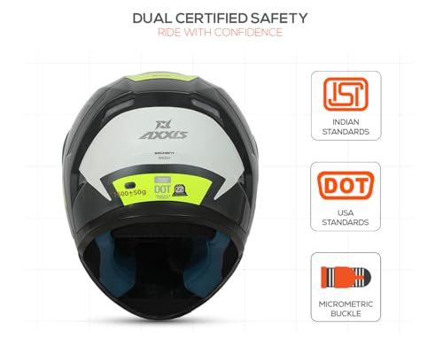 Image of Axxis Segment by MT Group, Seek Full Face Helmet | ISI & DOT Certified | Anti-Scratch Treated Visor | Lightweight Polycarbonate Shell | Enhanced Ventilation for Daily Riding