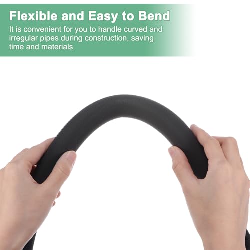 M METERXITY Rohrisolierschaumrohr, 1(25mm) ID x 6Ft Rohrabdeckung Wickelrolle, Hohlrohrabdeckung für AC-Einheit/Trainingsgerätegriff/Dachgepäckträger [Schwarz]