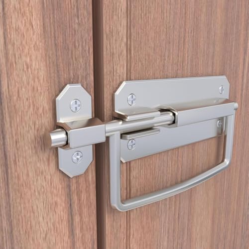 Image of Boniry Door Latch Lock, Kadi /Kundis with Grab Handles - Solid Metal Door Stopper for Bathroom, Home, Office - Easy Install, Smooth Sliding, Heavy Duty Latch (2, Matt)