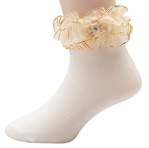 iGirlDress Little Girls Organza Multi Color Ruffle Special Occasion Ankle Dress Socks (infant -11yrs)