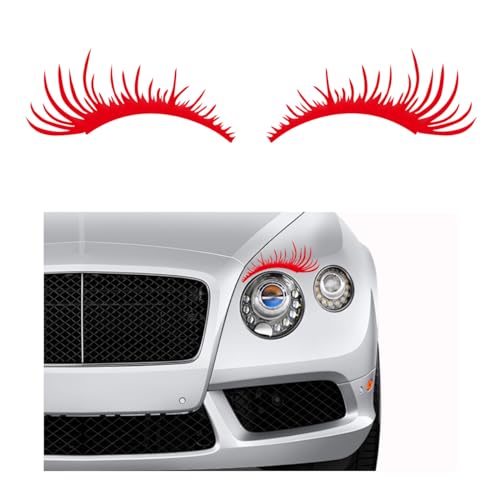 Image of Ohleats 2PCS Car Headlight Eyelash Stickers, Funny Cute Fake Eyelashes Bumper Window Decal, Waterproof Decoration Sticker for Auto Body Headlamp, Universal Exterior Car Accessories (Red)