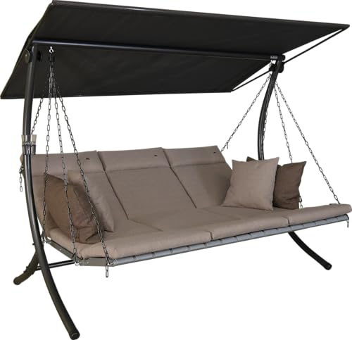 Angerer Balancelle Deluxe, Balancelle de Jardin 3 Places, Acier Galvanisé avec Toit en Textilène, Coussins Lavables, Position Réglable, Fabriqué en...