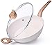 Price comparison product image nuovva Non Stick Saute Pan  Induction Hob Saucepan with Lid  Kitchen Pan Cookware  28cm Cream Granite Chef's Pan  Frying Pan with Lid