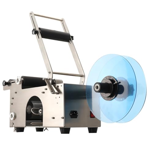 SUDEG Semi-Automatic Manual Round Bottle Labeling Machine,MT-50 Adjustable Bottle Label Applicator for φ0.6-4.7 Cylinder Glass Bottle,Applicator 15-50pcs/min