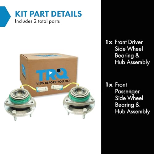 Image of TRQ Front Left and Right Wheel Bearing and Hub Assembly Set 2 Piece Compatible with 09-13 Chevrolet Corvette Base Model Z06 10-13 Corvette Grand Sport 2013 427 2009 Cadillac XLR