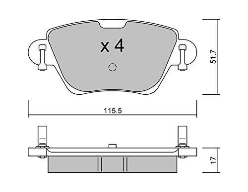 Metelligroup 22-0319-0 Pastiglie Freno Anteriori E Posteriori, Made In Italy, Pezzo Di Ricambio Per Auto/Automobile, Kit Da 4 Pezzi, Certificate Ece R