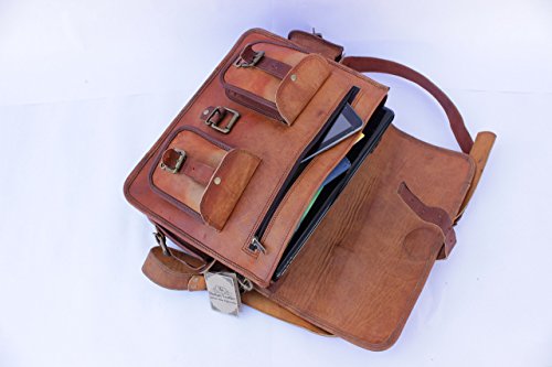 Brown Leather Messenger Bag for Laptop Handmade Briefcase Satchel Crossbody (11x15 Inches)4